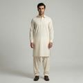 Gul Ahmed Premium Soft Cotton Unstitched Fabric - Ivory Cream (SCG01) | Men Shalwar Kameez